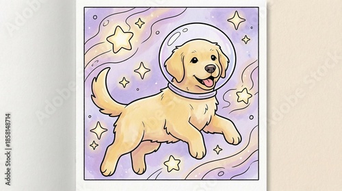 Playful Puppy in Space Adventure