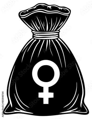 Black bag with female symbol illustration graphic design concept for wealth and empowerment