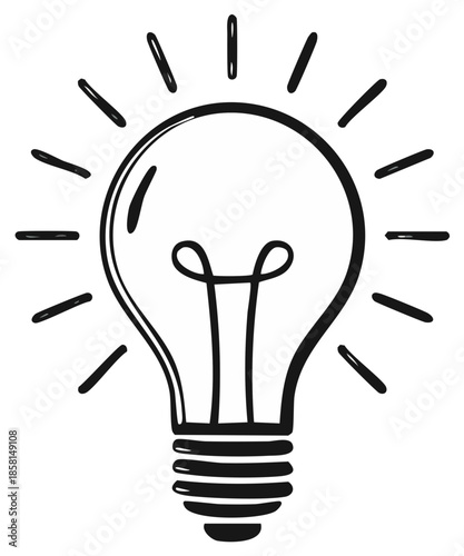 Hand Drawn Light Bulb Illustration Symbolizing Idea Generation and Creative Thinking