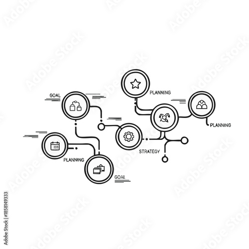 Business strategy roadmap flowchart diagram.