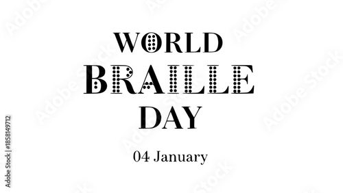 World braille day on january 4th, awareness and celebration of tactile reading system for visually impaired, literacy and accessibility