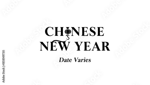 Chinese new year celebration logo with lantern and calligraphy on white background for cultural festival