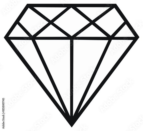 Single diamond illustration with clean lines, creating a bold and sophisticated graphic design element