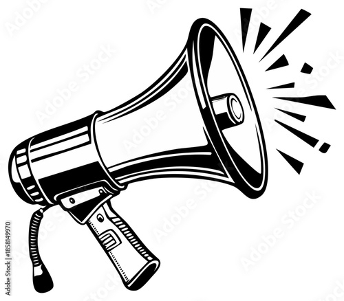 Megaphone Illustration Bold Announcement with Sound Waves Loudspeaker Vector Image