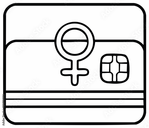 Feminine empowerment credit card icon financial independence banking inclusion women's equality money access