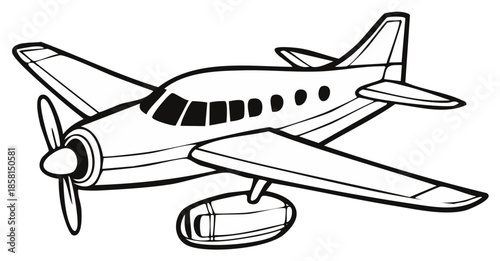 Monoplane Aircraft with Floats for Seaplane Transportation and Aerial Views