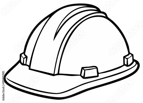 Black and white illustration of a construction helmet