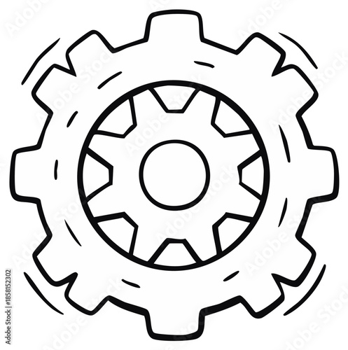 Hand Drawn Outline of Interlocking Gears in Motion
