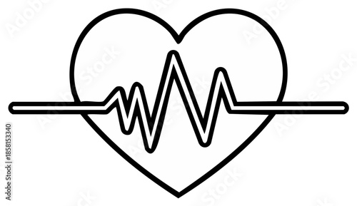 Heart outline with ECG line graphic for medical, health and wellness concepts