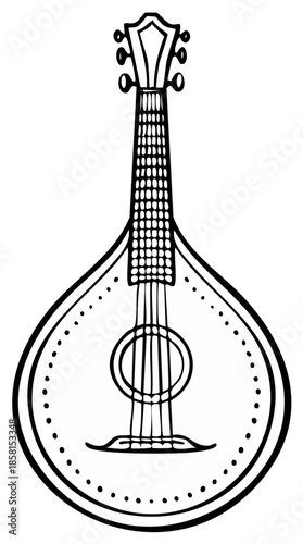 Portuguese Guitar Fado Instrument Line Drawing