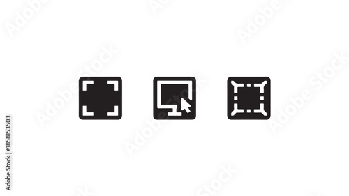 Crop tool icons for photo editing and graphic design, vector symbols