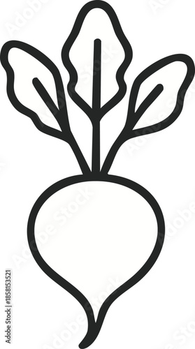  A minimalist black line icon of radish