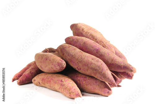 Fresh Purple Sweet Potatoes Isolated on White