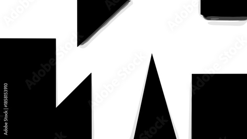 Abstract Black and White Geometric Shapes Composition.