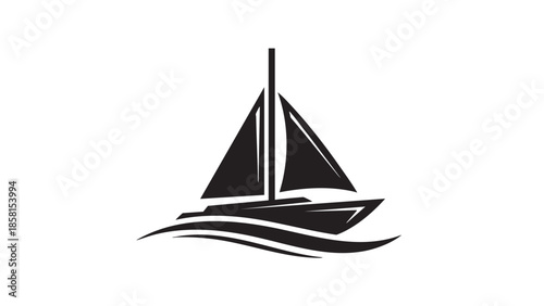Minimalist sailboat logo design with sails and waves