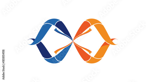 Abstract Infinity Symbol Design with Blue and Orange Intertwined Elements.
