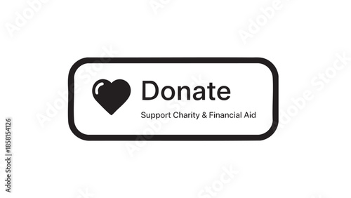 Modern donate button with heart icon for charity and financial aid