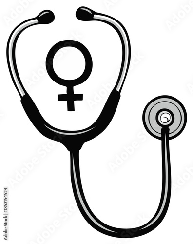 Stethoscope with Female Symbol for Women's Health Care and Medical Research