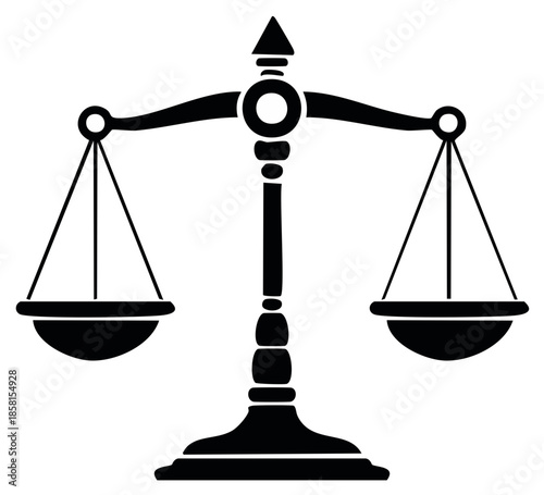 Symbol of Justice Scales Icon: Balance, Equality, Law, Legal System