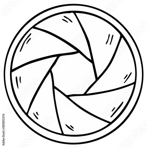 Abstract circular aperture diagram with six iris blades