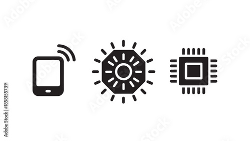 Mobile phone signal strength and processing icons for app ui and software design