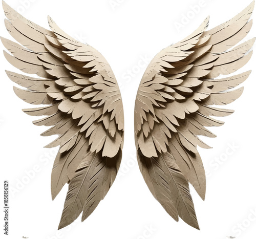 Wooden angel wings decorative art piece without brands or punctuation