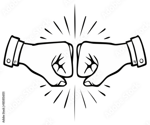 Cartoon Fist Bump Illustration Representing Teamwork, Partnership, Success, and Agreement