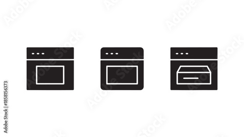 Browser window icons for web design and ui, minimalistic vector symbols