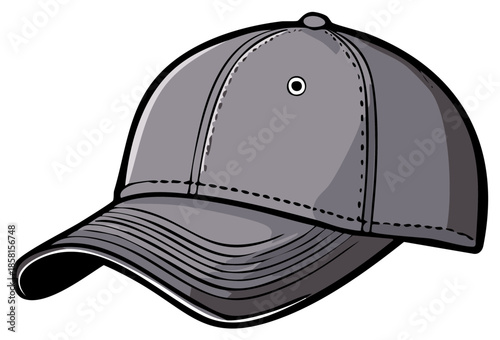 Gray baseball cap illustration for sun protection and casual wear, suitable for sports activities, design element