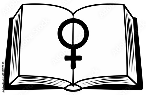 Open Book with Female Symbol Silhouette