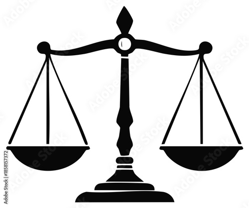 Scales of Justice Silhouette Symbolizing Equality and Fairness in Law and Legal Proceedings