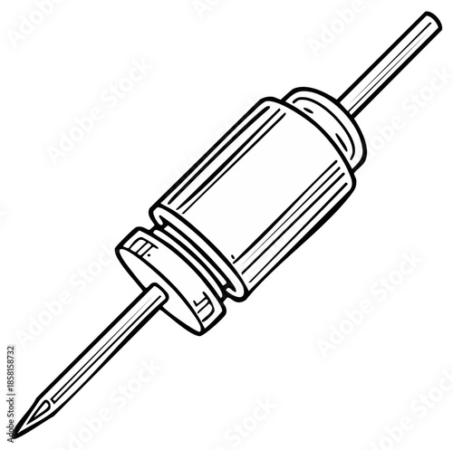Illustration of tattoo machine with needle ready to inject ink for body art