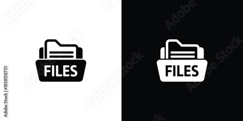 Professional black and white computer folder icons labeled FILES for data organization