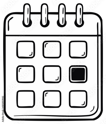 Outline Calendar Page with Marked Date Appointment Scheduler Event Reminder