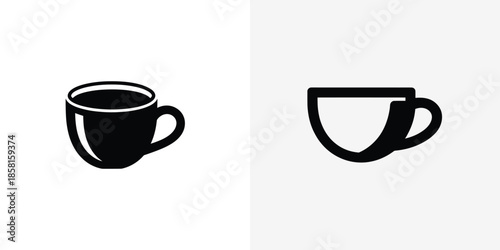 Two distinct black coffee cup icons illustrating different styles for drink representation