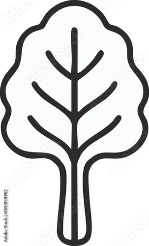  A minimalist black line icon of swiss chard