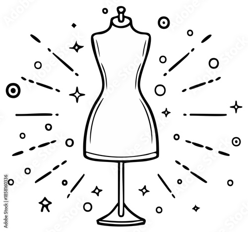 Stylized Mannequin with Celestial Sparkles A Fashionable Icon for Design and Apparel Creation Isolated Illustration