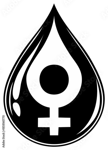 Abstract illustration of a black and white gender symbol within a water droplet.