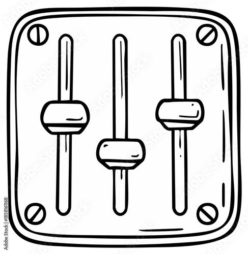 Hand Drawn Illustration of Three Sliders on a Panel