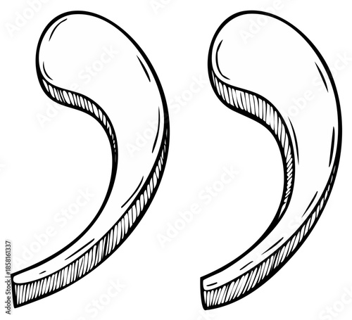 Ink drawn quotation marks symbol hand sketch