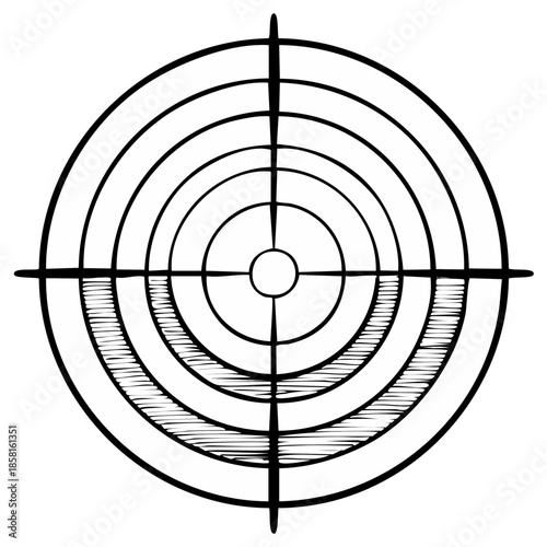Target bullseye with crosshairs sketch for precision sports or accuracy aiming