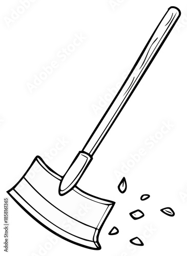 Cartoon shovel digging, illustration