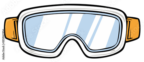 Cartoon Styled Snow Goggles with Clear Lenses and Orange Straps for Winter Sports