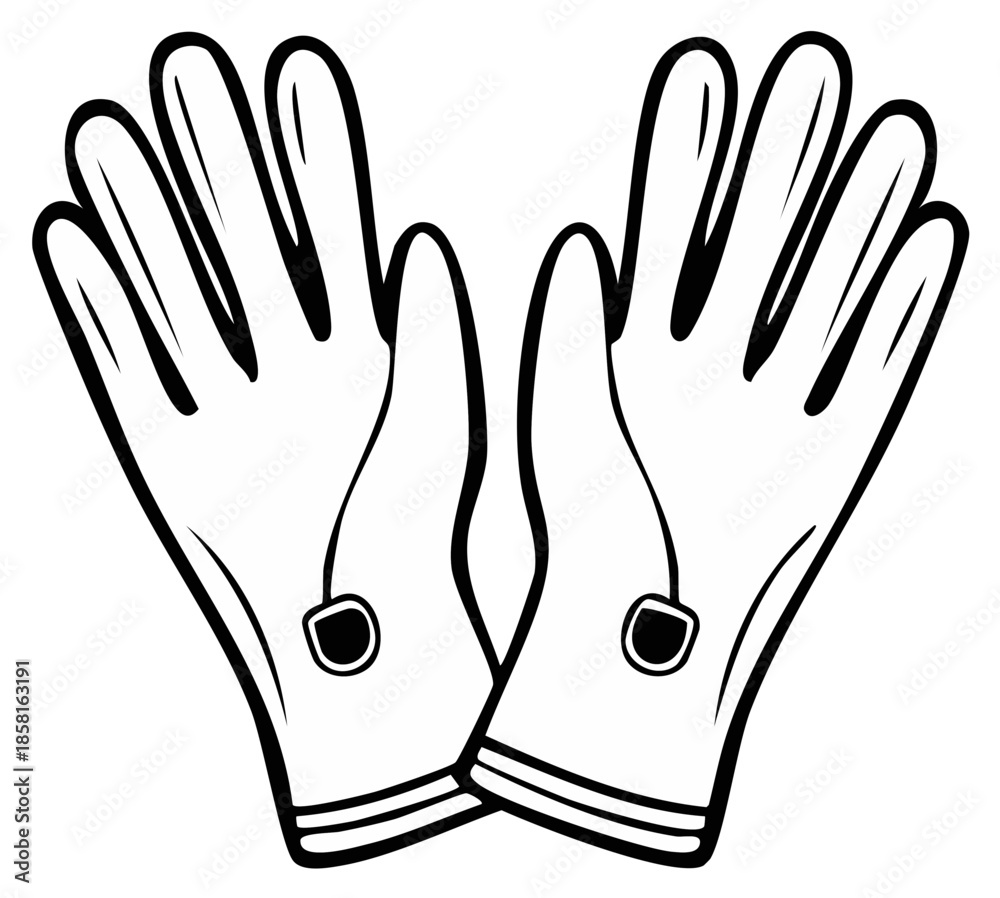 Obraz premium Line art illustration of elegant gloves, a fashion symbol, perfect for vintage or classic style designs. Pair of gloves.