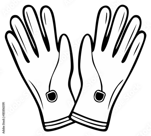 Line art illustration of elegant gloves, a fashion symbol, perfect for vintage or classic style designs. Pair of gloves.
