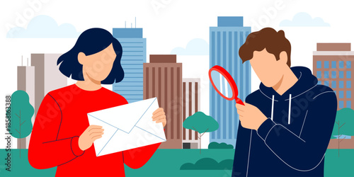 Friends exploring their urban environment, engaged in a moment of curiosity, representing companionship, discovery, and the joy of urban adventures.