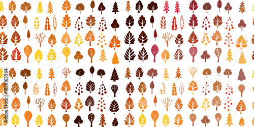 An autumnal collection of various leaf shapes and warm earthy tones
