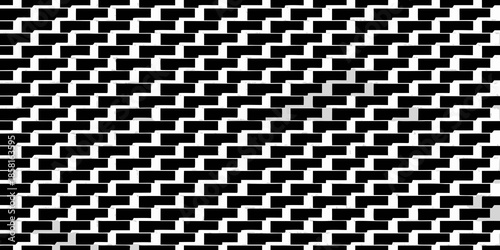 A mesmerizing black and white optical illusion featuring repeating stepped patterns