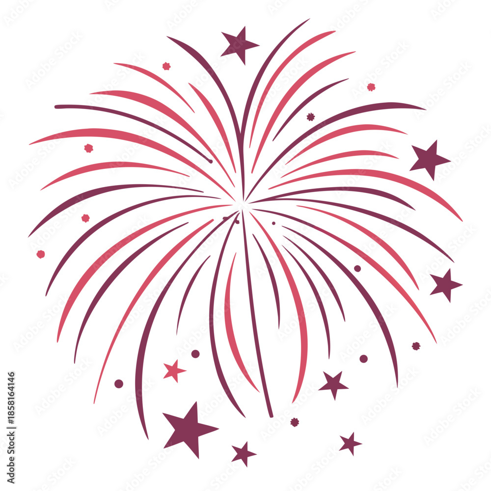 Fototapeta premium A vibrant and stylized illustration of a firework burst with radiating lines and scattered stars evoking celebration