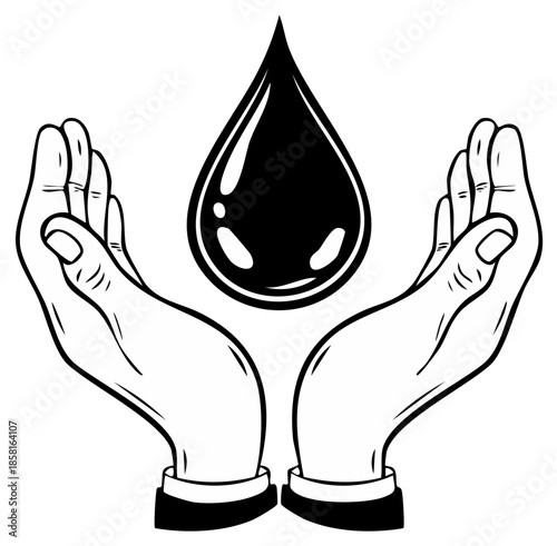 Hands Gently Cupping Precious Water Droplet Symbol
